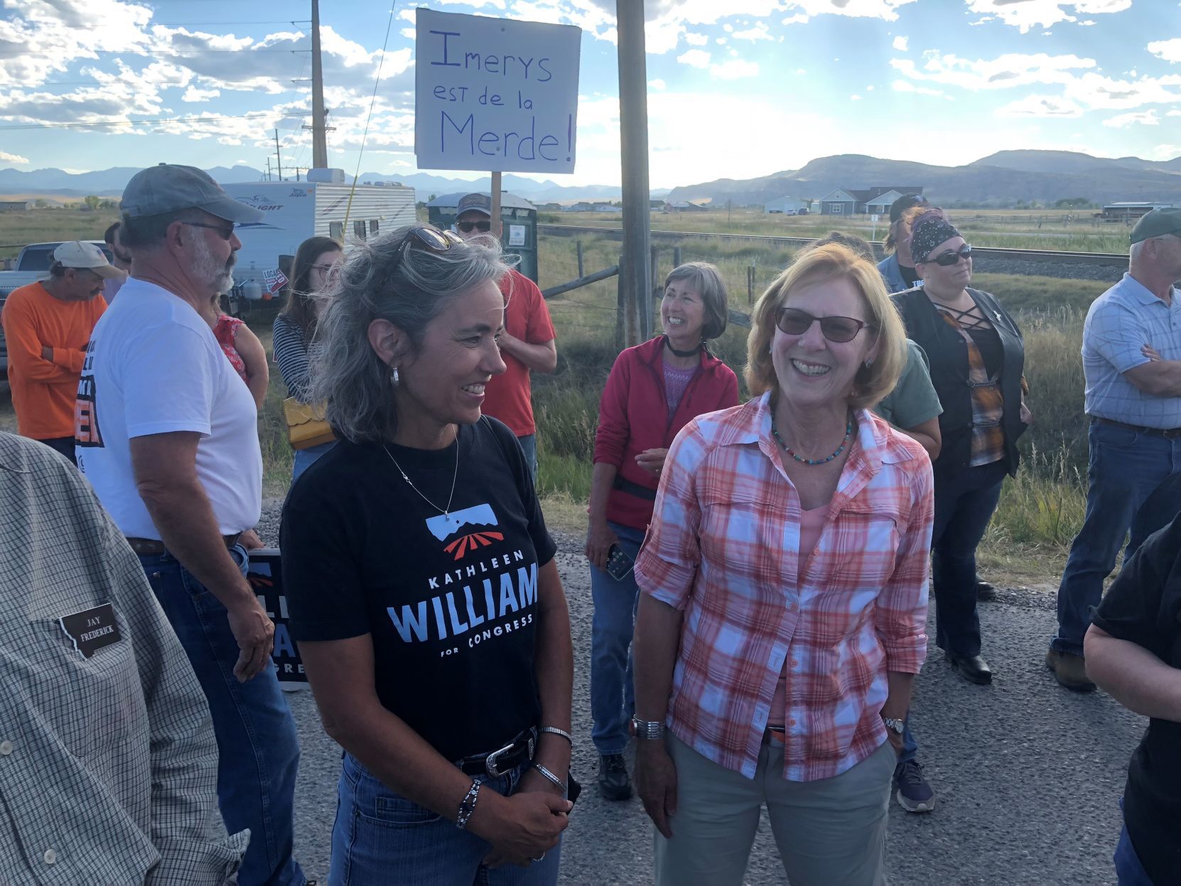 Kathleen Williams chats with supporters